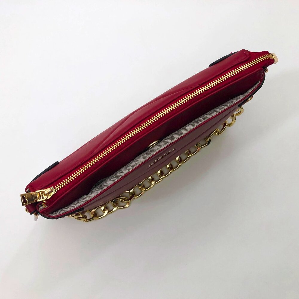Jen & Co. Britt Vegan Puffer Crossbody Bag Red 11x8x2 inches - Picture 7 of 8